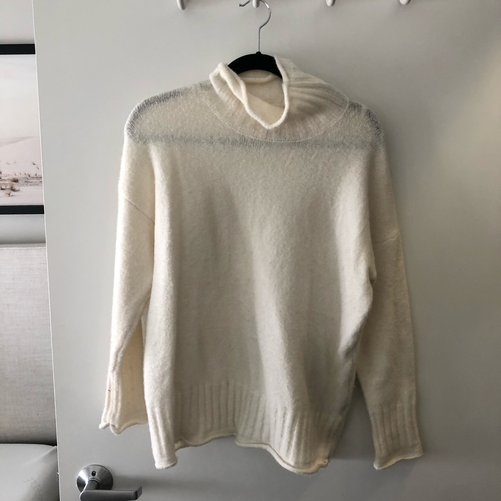 Nordstrom turtle neck cream tunic sweater